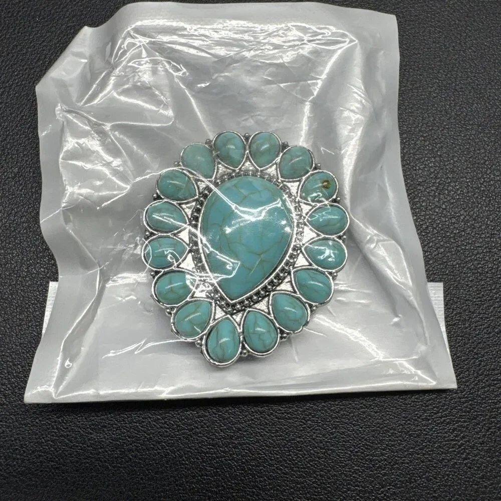 Turquoise Colored Stone Kick Stand For Phone. iPhone Grip Charm. Nice!